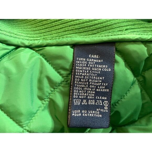 Ralph Lauren Sport Quilted Jacket Green W/ 100% Calf Suede Brown Trim Women S/P - Picture 10 of 10